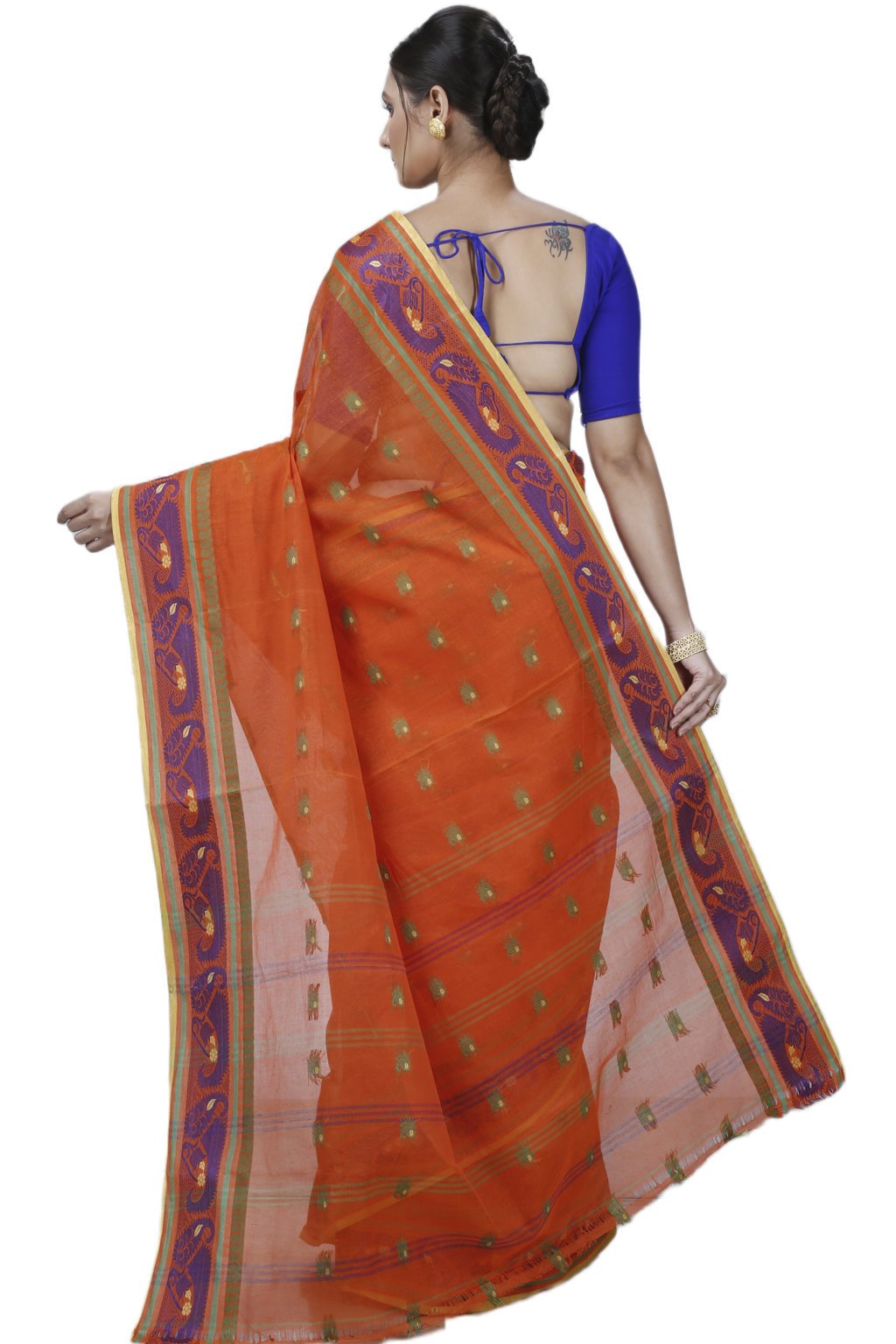 Orange Pure Cotton Utkal Tant Saree (1137)